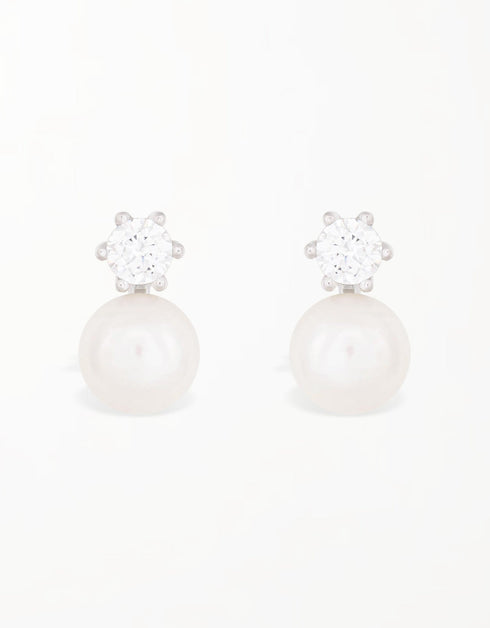 Pearlescent Elegance Studs with Freshwater Pearls & CZ